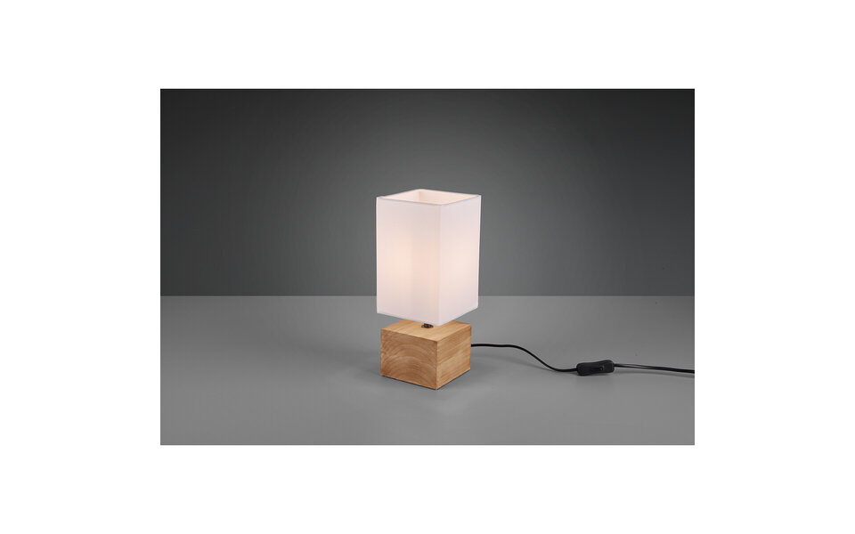 HLW LED LED Tafellamp - Houten  met Mat Wit Lichtvenster - E14 Fitting