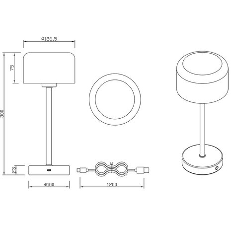HLW LED LED Tafellamp en Witte Metalen  met Warm Wit 2700K-3000K - 5W LED