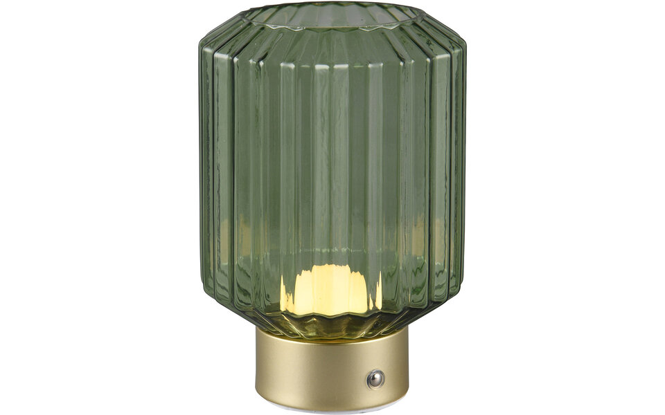 HLW LED LED Tafellamp Trion Doli 1.5W - Warm Wit 3000K, Mat Messing, Groen Glas - Oplaadbaar HLW LED LED Tafellamp Trion Doli 1.5W - Warm Wit 3000K, Mat Messing, Groen Glas - Oplaadbaar