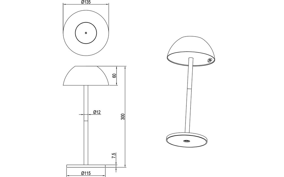 HLW LED LED Tafellamp Trion Rado - 1.7W Warm Wit 3000K, Oplaadbare Batterijen, Stijlvolle Stoffen Kap