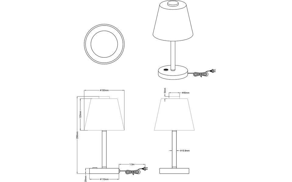 HLW LED Dimbare LED Tafellamp Trion Emaro 4.5W - Warm Wit 3000K - Ronde  & Mat Nikkel