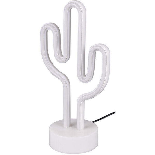 HLW LED LED Tafellamp met USB Oplaadfunctie - Trion Cactus 1W, Ronde Mat Witte Stoffen Kap HLW LED LED Tafellamp met USB Oplaadfunctie - Trion Cactus 1W, Ronde Mat Witte Stoffen Kap