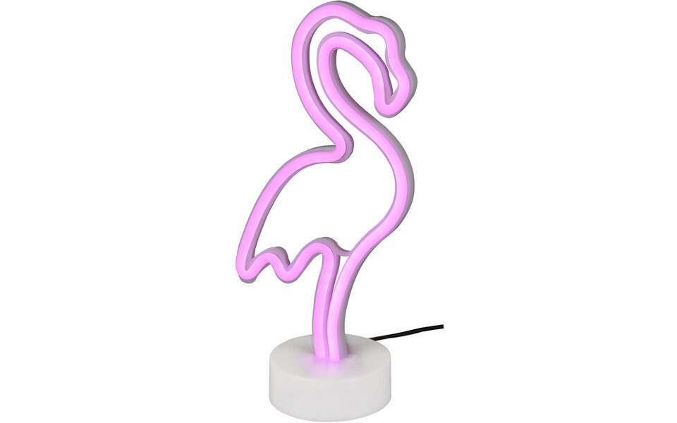 HLW LED LED Tafellamp Flamingo 1W met USB - Ronde LED Lamp Mat Wit en Flamingo Design