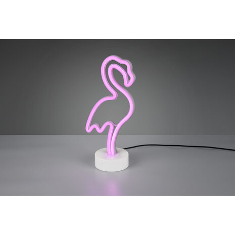HLW LED LED Tafellamp Flamingo 1W met USB - Ronde LED Lamp Mat Wit en Flamingo Design HLW LED LED Tafellamp Flamingo 1W met USB - Ronde LED Lamp Mat Wit en Flamingo Design
