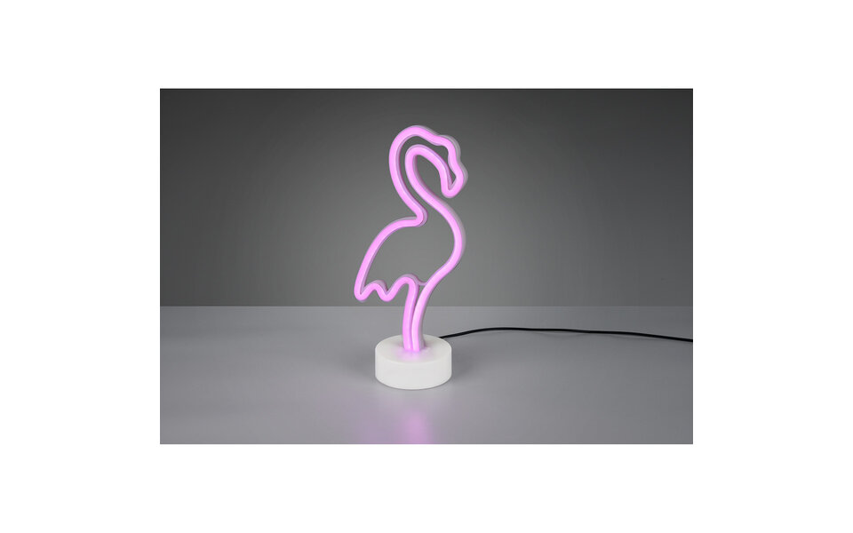 HLW LED LED Tafellamp Flamingo 1W met USB - Ronde LED Lamp Mat Wit en Flamingo Design