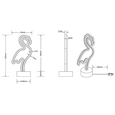 HLW LED LED Tafellamp Flamingo 1W met USB - Ronde LED Lamp Mat Wit en Flamingo Design HLW LED LED Tafellamp Flamingo 1W met USB - Ronde LED Lamp Mat Wit en Flamingo Design