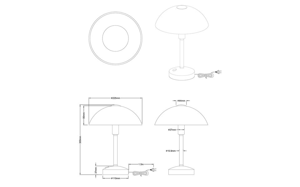 HLW LED LED Tafellamp Trion Dontra - Ronde LED, Warm Wit 2700K–3000K, 4W LED, Mat Nikkel