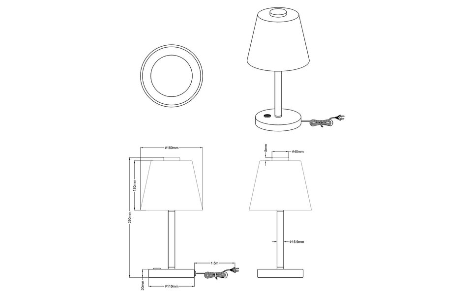 HLW LED LED Tafellamp Trion Emaro - Dimbaar, Rond, 4.5W, Warm Wit 3000K, Glans Chroom