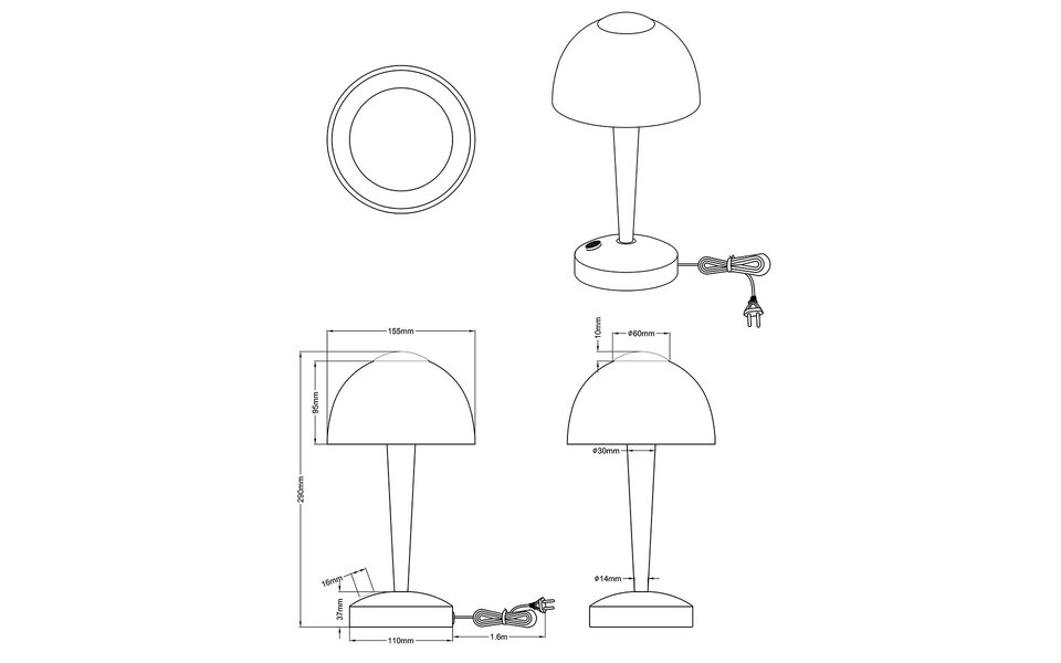 HLW LED Elegante LED Tafellamp Mat Goud - Warm Wit 2700K–3000K, 4W LED, Rond Aluminium
