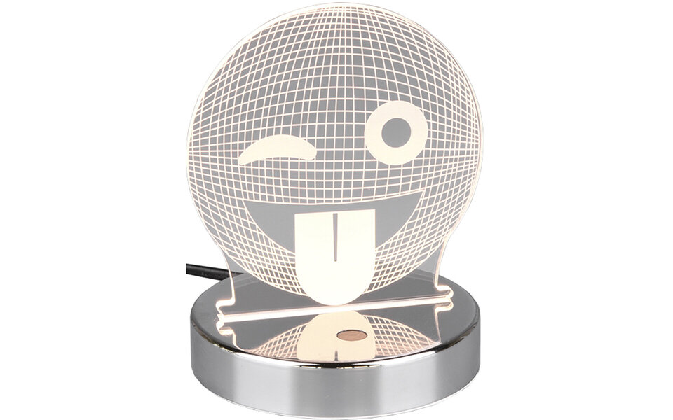 HLW LED LED Tafellamp Trion Smilo – Ronde , Warm Wit 2700K–3000K, RGB , 3W LED in Mat Chroom