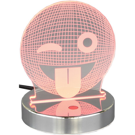 HLW LED LED Tafellamp Trion Smilo – Ronde , Warm Wit 2700K–3000K, RGB , 3W LED in Mat Chroom HLW LED LED Tafellamp Trion Smilo – Ronde , Warm Wit 2700K–3000K, RGB , 3W LED in Mat Chroom