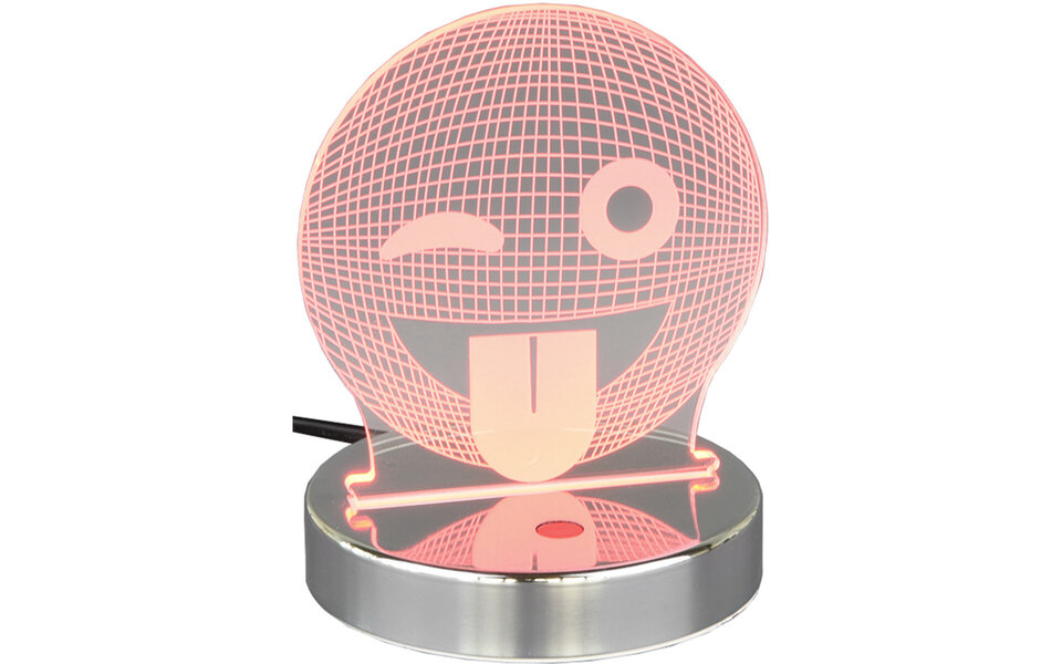 HLW LED LED Tafellamp Trion Smilo – Ronde , Warm Wit 2700K–3000K, RGB , 3W LED in Mat Chroom