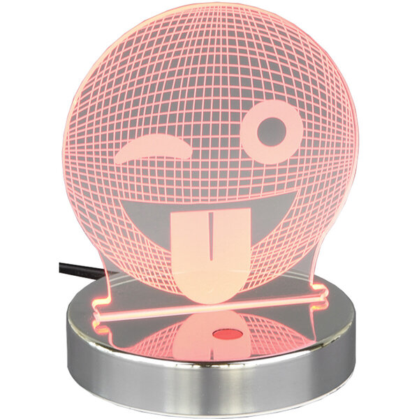 HLW LED LED Tafellamp Trion Smilo – Ronde , Warm Wit 2700K–3000K, RGB , 3W LED in Mat Chroom HLW LED LED Tafellamp Trion Smilo – Ronde , Warm Wit 2700K–3000K, RGB , 3W LED in Mat Chroom