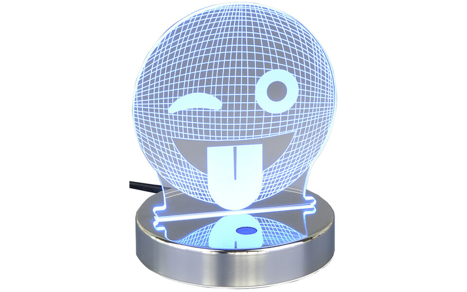 HLW LED LED Tafellamp Trion Smilo – Ronde , Warm Wit 2700K–3000K, RGB , 3W LED in Mat Chroom