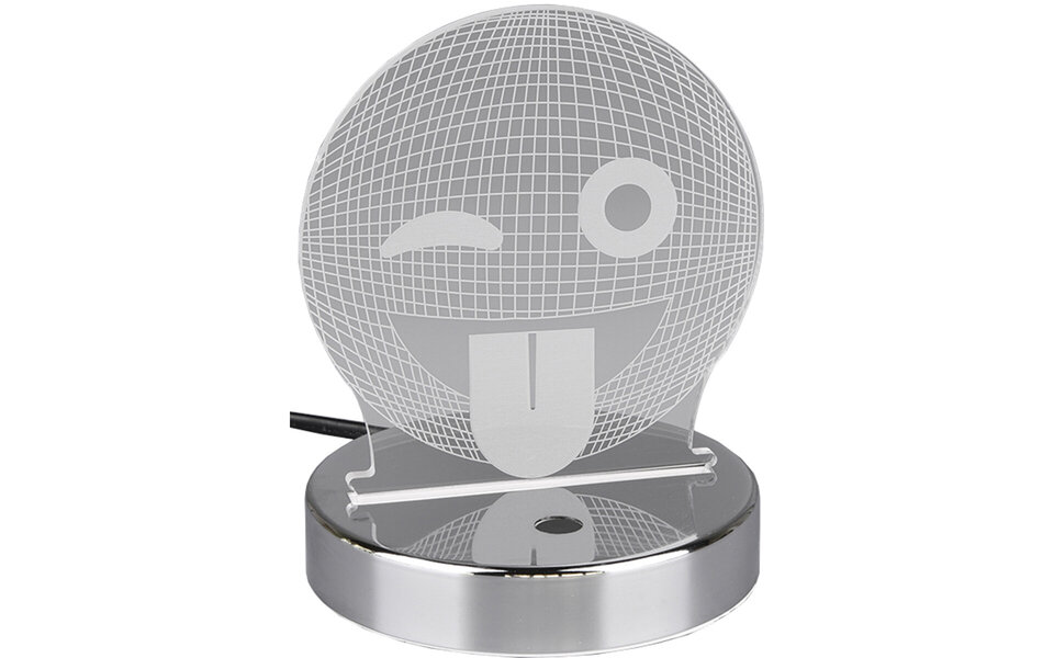 HLW LED LED Tafellamp Trion Smilo – Ronde , Warm Wit 2700K–3000K, RGB , 3W LED in Mat Chroom