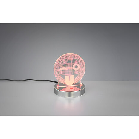 HLW LED LED Tafellamp Trion Smilo – Ronde , Warm Wit 2700K–3000K, RGB , 3W LED in Mat Chroom HLW LED LED Tafellamp Trion Smilo – Ronde , Warm Wit 2700K–3000K, RGB , 3W LED in Mat Chroom