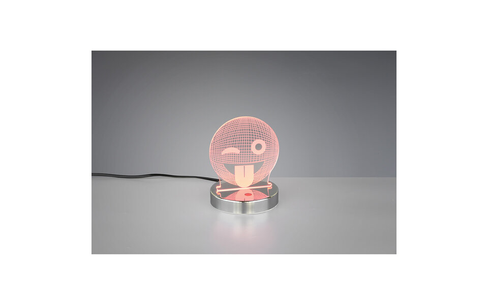 HLW LED LED Tafellamp Trion Smilo – Ronde , Warm Wit 2700K–3000K, RGB , 3W LED in Mat Chroom