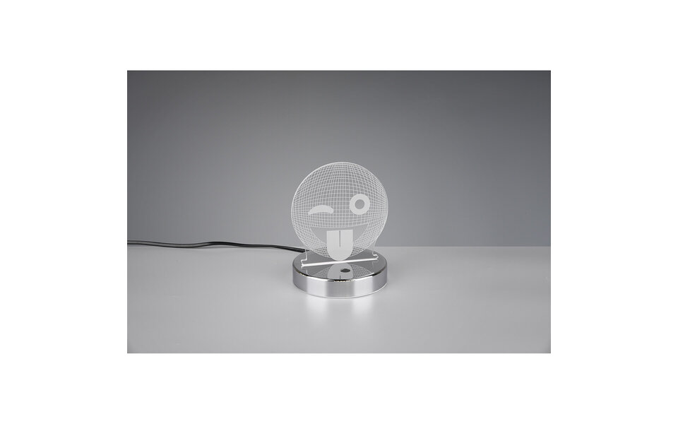 HLW LED LED Tafellamp Trion Smilo – Ronde , Warm Wit 2700K–3000K, RGB , 3W LED in Mat Chroom