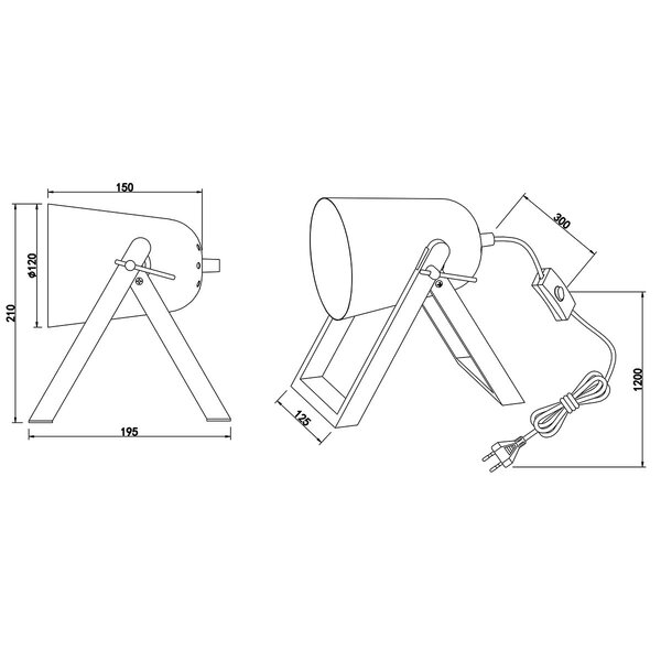 HLW LED LED Tafellamp Trion Maryla met E27 fitting - Ronde  & Houten