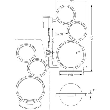 HLW LED LED Tafellamp Rondy - Dimbare 17W & Wandlamp - Warm Wit 2700K-3000K HLW LED LED Tafellamp Rondy - Dimbare 17W & Wandlamp - Warm Wit 2700K-3000K