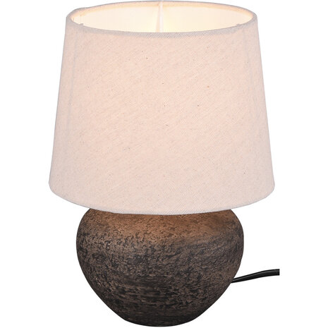 HLW LED LED Tafellamp Trion Leau - Mat Bruin Keramiek, E14 Fitting & Beige Kap HLW LED LED Tafellamp Trion Leau - Mat Bruin Keramiek, E14 Fitting & Beige Kap