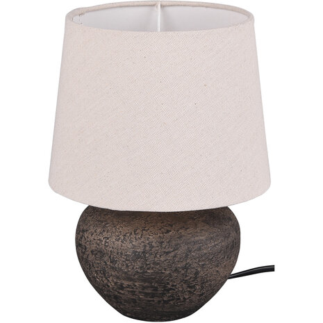 HLW LED LED Tafellamp Trion Leau - Mat Bruin Keramiek, E14 Fitting & Beige Kap HLW LED LED Tafellamp Trion Leau - Mat Bruin Keramiek, E14 Fitting & Beige Kap