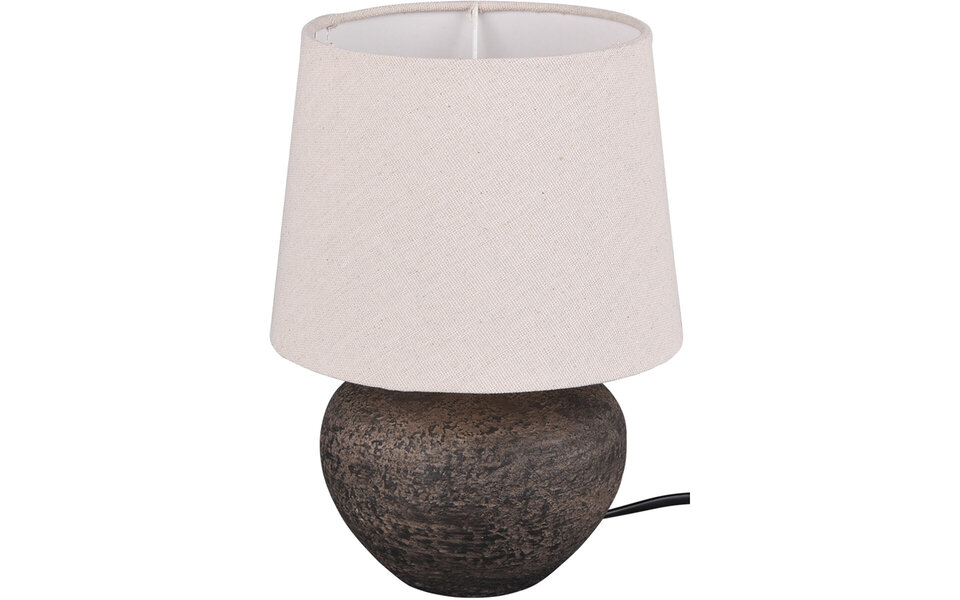 HLW LED LED Tafellamp Trion Leau - Mat Bruin Keramiek, E14 Fitting & Beige Kap