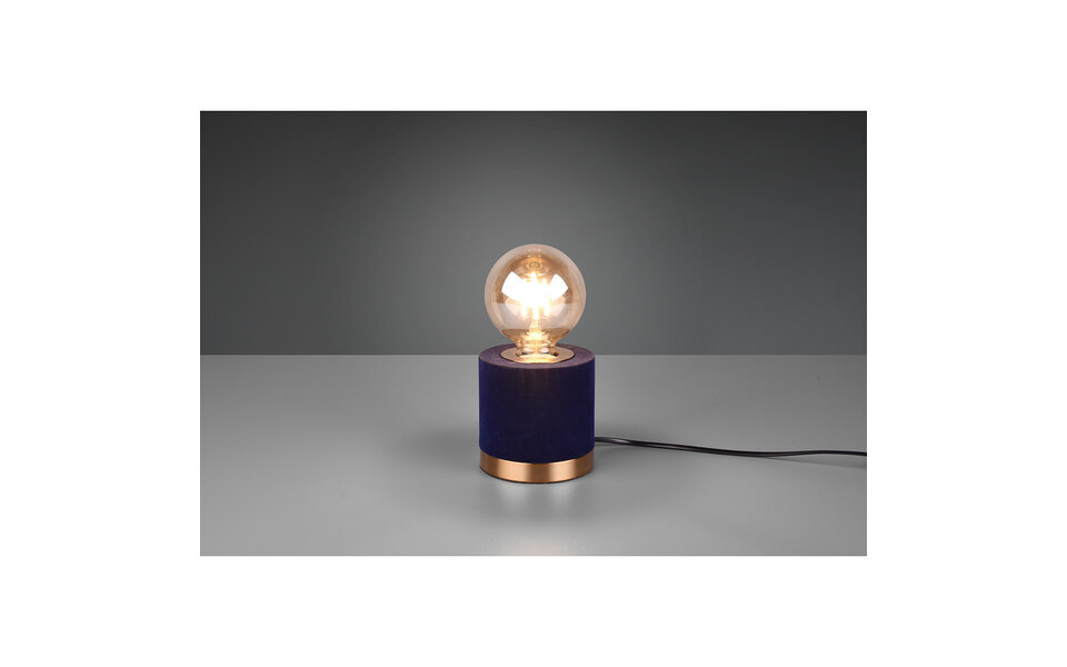 HLW LED LED Tafellamp Trion Juda - Mat Blauwe Rond Textielkap, E27 Fitting, Perfecte Sfeerverlichting