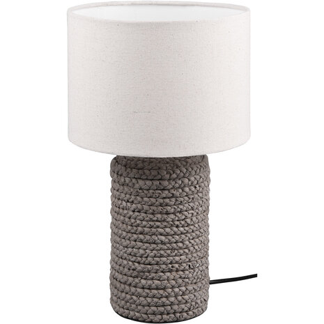 HLW LED LED Tafellamp Trion Manon - Rond Mat Bruin Keramiek met E27 Fitting