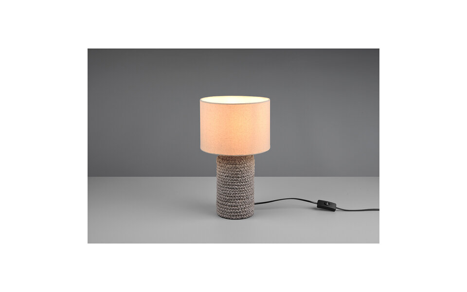 HLW LED LED Tafellamp Trion Manon - Rond Mat Bruin Keramiek met E27 Fitting