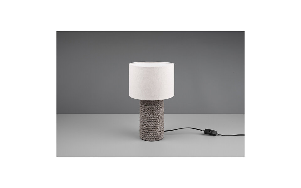 HLW LED LED Tafellamp Trion Manon - Rond Mat Bruin Keramiek met E27 Fitting