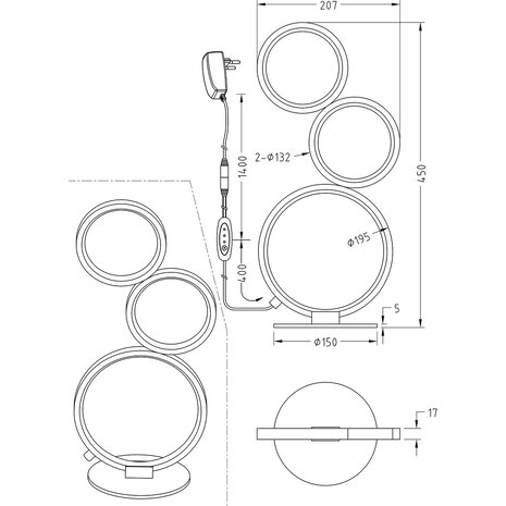 HLW LED LED Tafellamp Trion Rondy 17W - Dimbaar Warm Wit 3000K - Mat Zilver Aluminium HLW LED LED Tafellamp Trion Rondy 17W - Dimbaar Warm Wit 3000K - Mat Zilver Aluminium