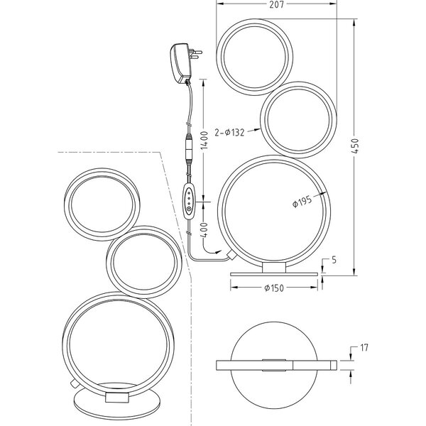 HLW LED LED Tafellamp Trion Rondy 17W - Dimbaar Warm Wit 3000K - Mat Zilver Aluminium HLW LED LED Tafellamp Trion Rondy 17W - Dimbaar Warm Wit 3000K - Mat Zilver Aluminium