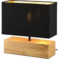 LED Tafellamp Hout Design - Rechthoekige  - Zwarte & Gouden  Stijl