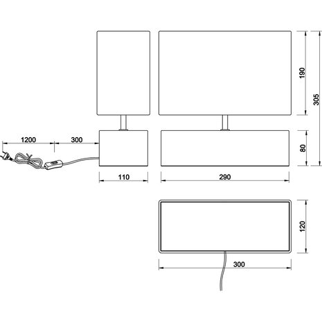 HLW LED LED Tafellamp Hout Design - Rechthoekige  - Zwarte & Gouden  Stijl