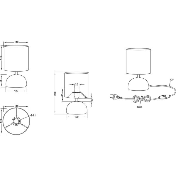 HLW LED LED Tafellamp Trion Lucifer - Ronde LED tafellamp in mat bruin keramiek, E14 fitting