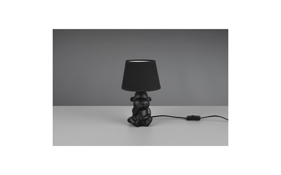 HLW LED LED Tafellamp Rond Mat Zwart - Trion Charlon Keramiek E14 Fitting