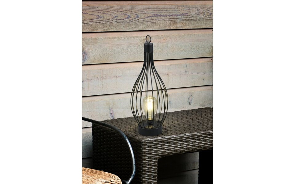 HLW LED LED Tafellamp met Zonne-energie, Dag en Nacht Sensor & Spatwaterdicht IP44 - Mat Zwart