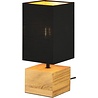 HLW LED Stijlvolle LED Tafellamp Trion Wooden - Houten Basis, Zwarte & Gouden Details, E14 Fitting