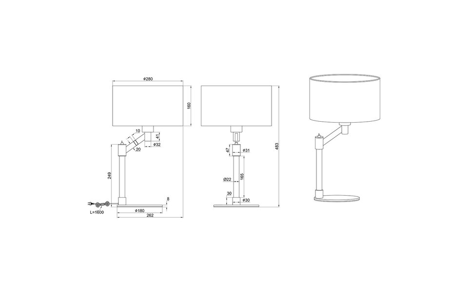 HLW LED LED Tafellamp Mat Nikkel - Ronde  &  met E27 Fitting