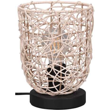 HLW LED LED Tafellamp Trion Lopar - Ronde , Houten  & E27 Fitting