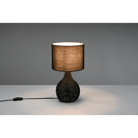 HLW LED LED Tafellamp Sparko - Elegante Zwarte  met Houten Armatuur en Ronde