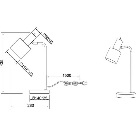 HLW LED LED Tafellamp Trion Alimo Mat Grijs - E14 Fitting | Ronde  &