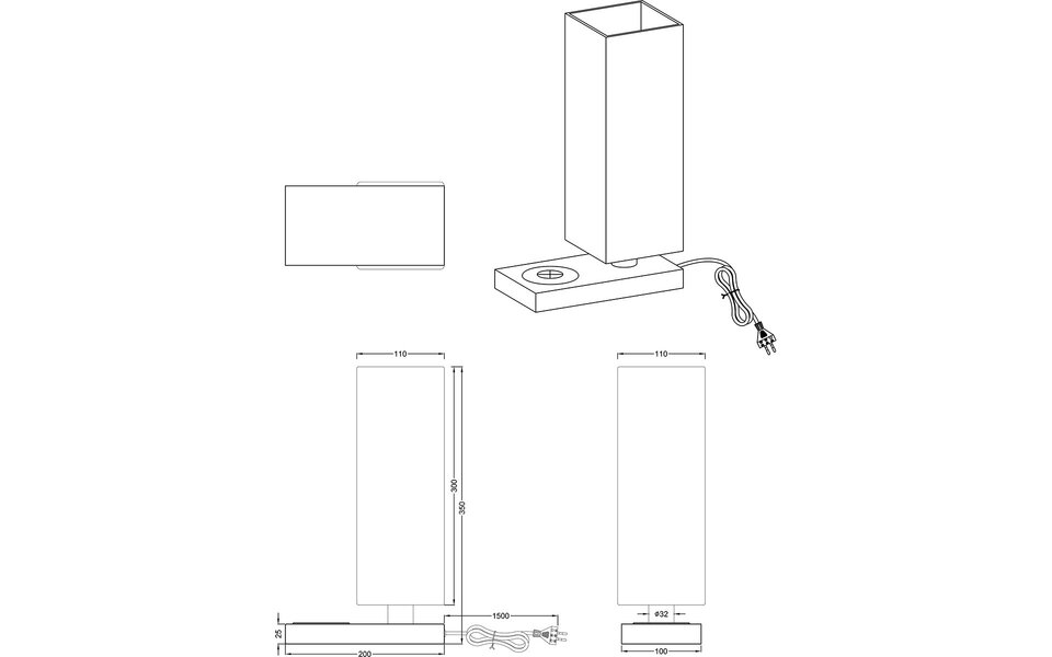 HLW LED LED Tafellamp Mat Zwart met Beam Angle Verstelbaar & Inductief Laadstation