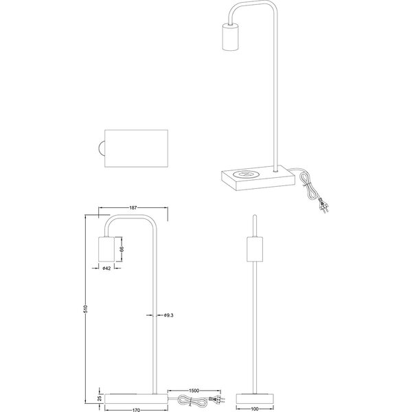 HLW LED LED Tafellamp Mat Wit met E27, Beam Angle verstelbaar en inductief laadstation HLW LED LED Tafellamp Mat Wit met E27, Beam Angle verstelbaar en inductief laadstation
