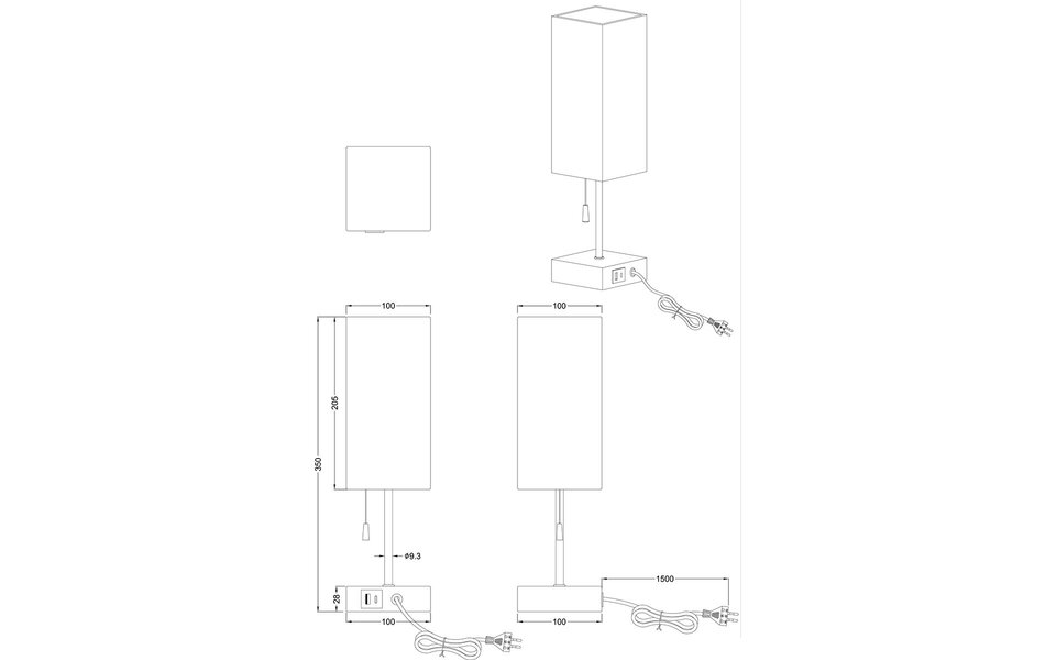 HLW LED LED Tafellamp Mat Zwart - Rechthoekige  & Verstelbare Beam Angle