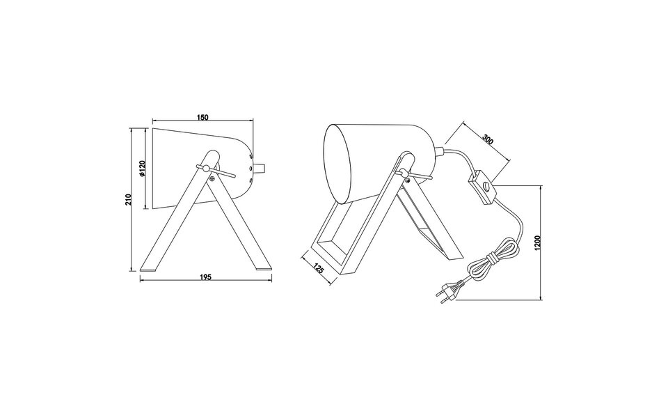 HLW LED LED Tafellamp Maryla - Ronde , Houten Basis, Mat Zwart/Gouden