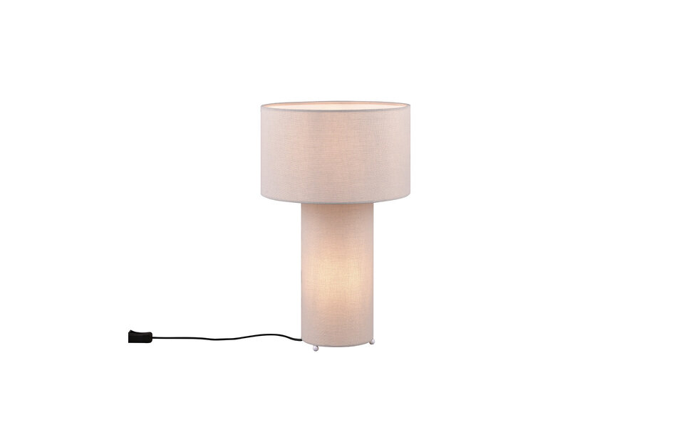 HLW LED LED Tafellamp Trion Balin - Ronde , Grijs Textiel & E27 Fitting