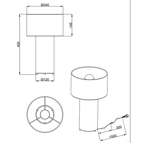 HLW LED LED Tafellamp Trion Balin - Ronde , Grijs Textiel & E27 Fitting HLW LED LED Tafellamp Trion Balin - Ronde , Grijs Textiel & E27 Fitting