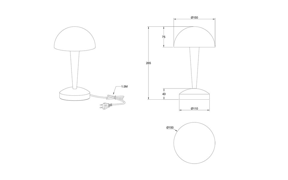 HLW LED LED Tafellamp Zwart/Chroom met Warm Wit Licht 2700K–3000K | Energiezuinig
